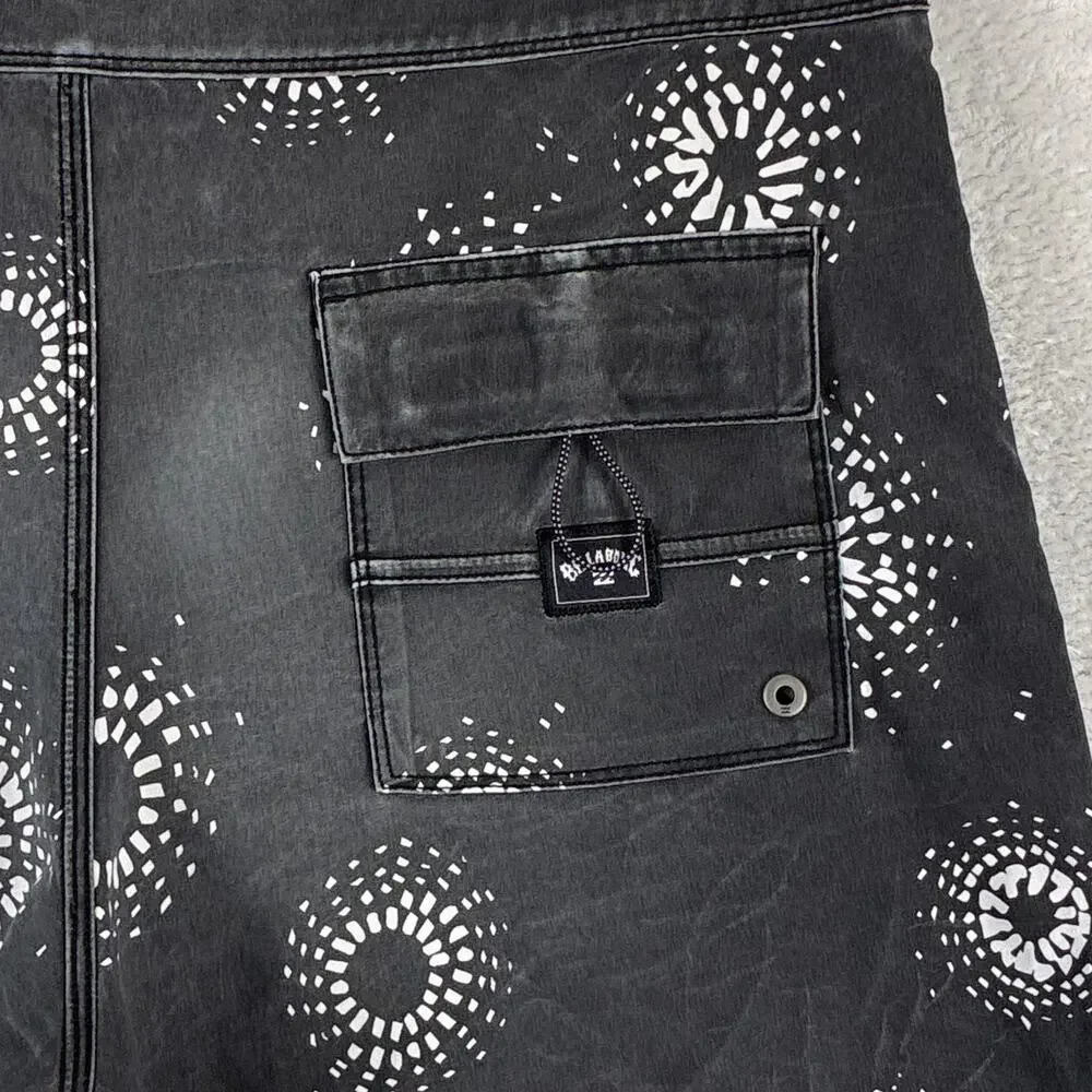 Billabong Board Shorts Men 36 Black Sundays Recycler Sun Faded Beach Summer Y2K